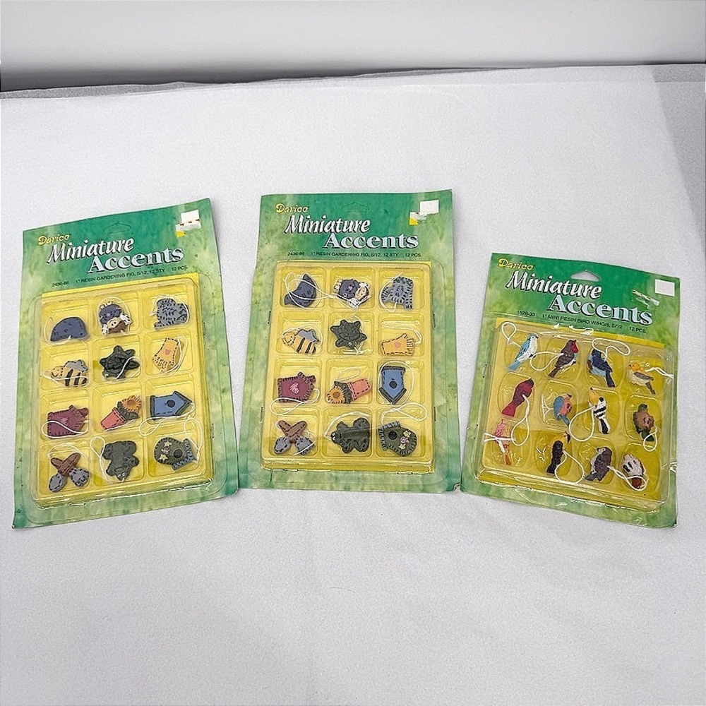 Darice Miniature Accents Resin Birds Gardening Ornaments Craft Decor 1" LOT